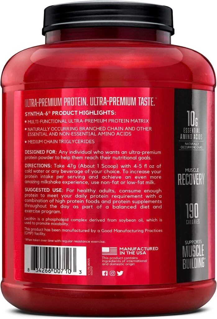 BSN SYNTHA-6 Whey Protein Powder with Micellar Casein, Milk Protein Isolate Powder, Vanilla Ice Cream, 48 Servings (Packaging May Vary)