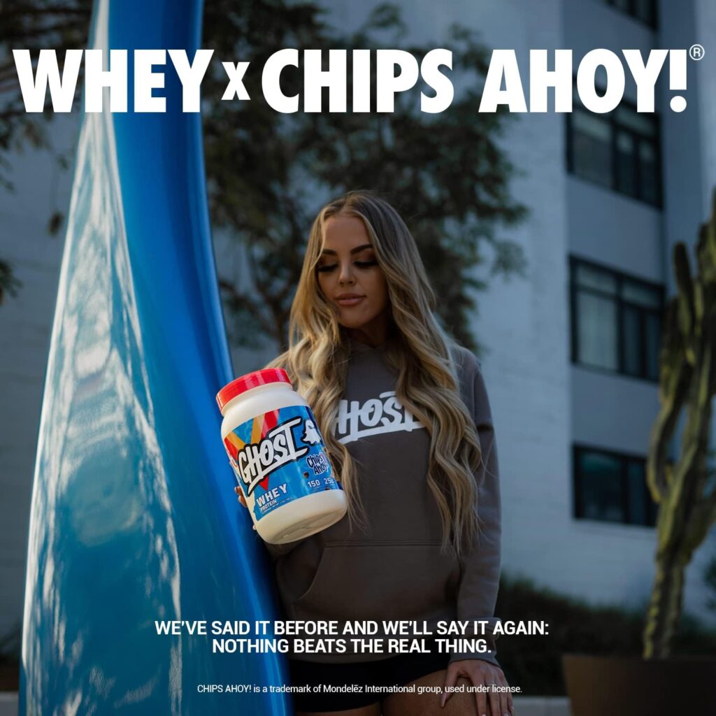 GHOST WHEY Protein Powder, Chips Ahoy! - 2lb, 25g of Protein - Whey Protein Blend - Â­Post Workout Fitness  Nutrition Shakes, Smoothies, Baking  Cooking - Cookie Pieces Inside