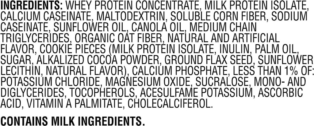 Muscle Milk Genuine Protein Powder, Cookies N CrÃ¨me, 1.93 Pounds, 12 Servings, 32g Protein, 3g Sugar, Calcium, Vitamins A, C  D, NSF Certified for Sport, Energizing Snack, Packaging May Vary