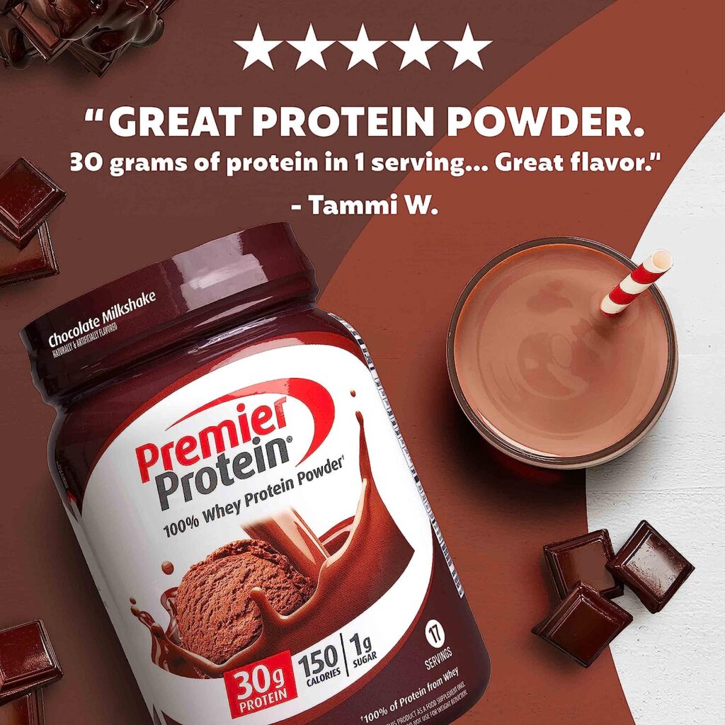 Premier Protein Powder, Chocolate Milkshake, 30g Protein, 1g Sugar, 100% Whey Protein, Keto Friendly, No Soy Ingredients, Gluten Free, 17 servings, 24.5 ounces