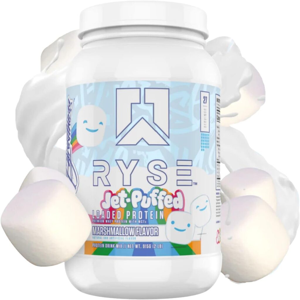 Ryse Loaded Protein Powder | 25g Whey Protein Isolate  Concentrate | with Prebiotic Fiber  MCTs | Low Carbs  Low Sugar | 27 Servings (Marshmallow)